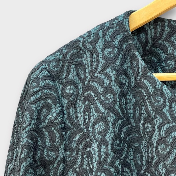 Talbots Open Front Jacquard Coat Jacket Black Lace Lined Blazer Elegant Women 16 - Picture 3 of 12